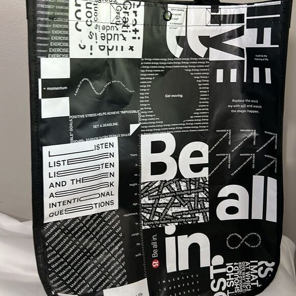 Lululemon Reusable Shopping Gift Bag Lunch Tote BE ALL IN Large - Picture 2 of 6
